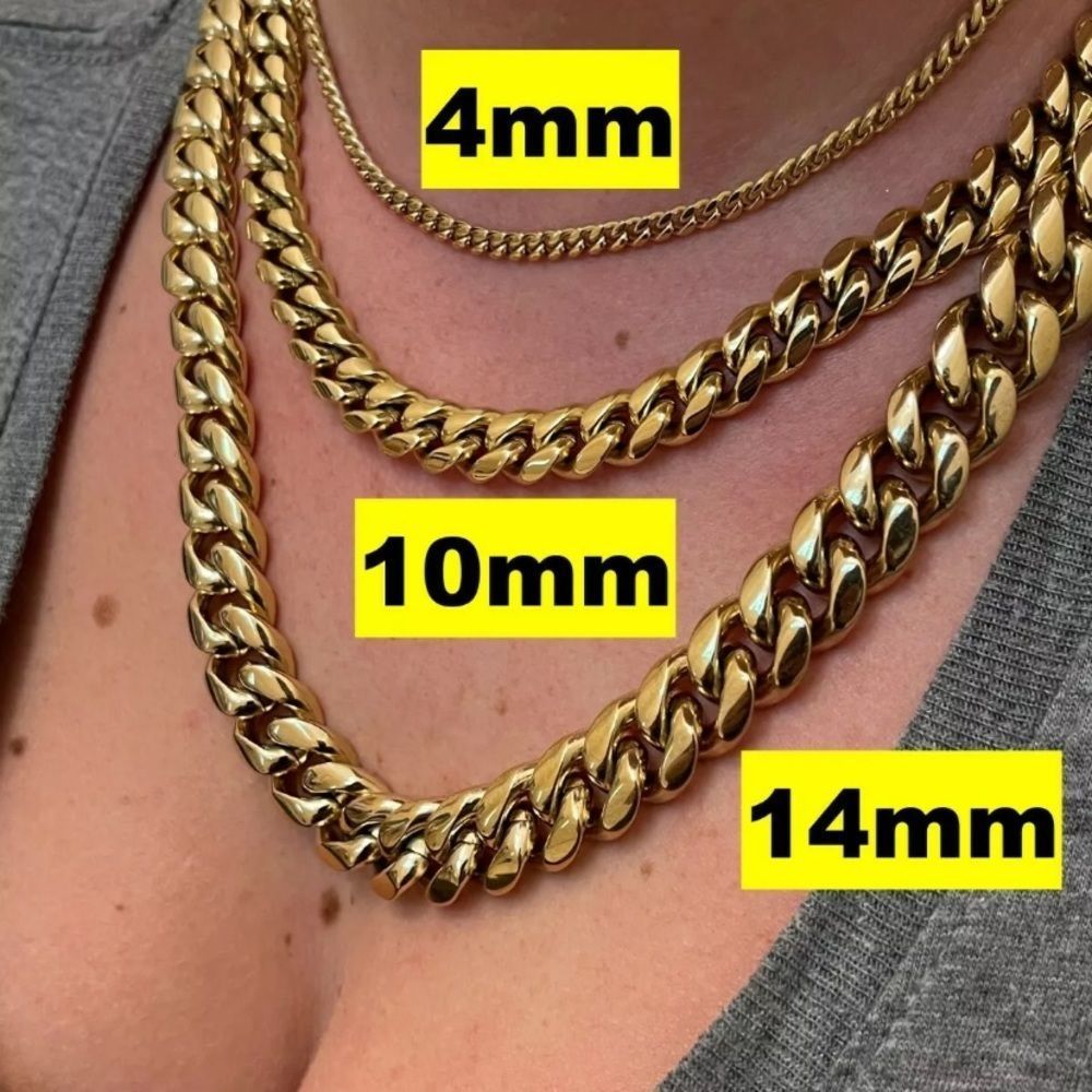 New 14K Gold Plated Stainless Steel Stamped Miami Cuban Chain - ALL SIZES Avail - Picture 7 of 7